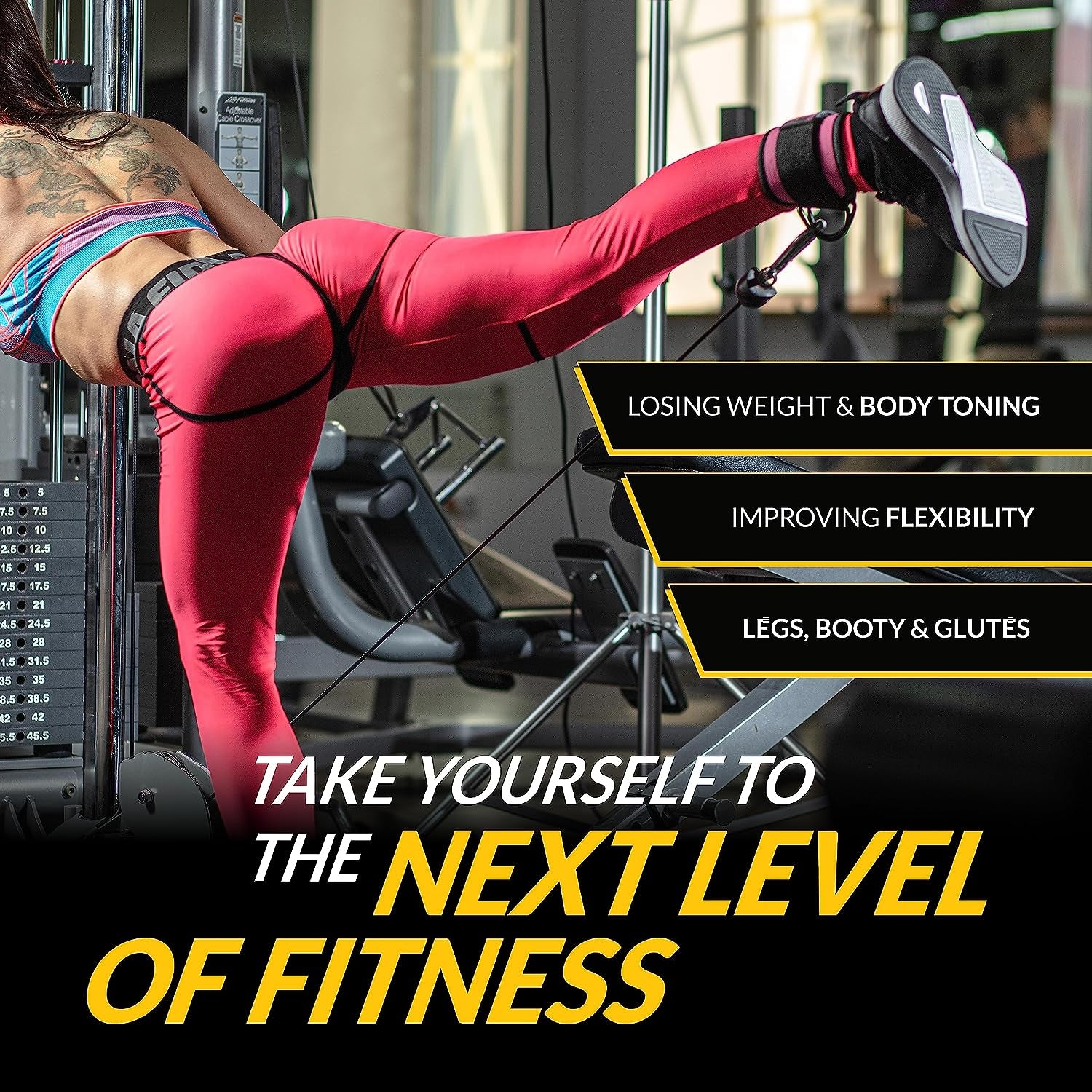 Gym Ankle Cuff Cable Attachment with Adjustable Velcro, Durable Double D-Rings & Cushioned Design for Glute, Leg & Lower Body Exercises, Comfortable Workout Straps & Ankle Cuff